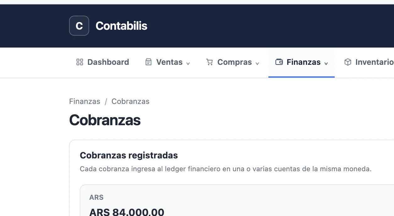 Cobranzas y cuentas corrientes en CONTABILIS