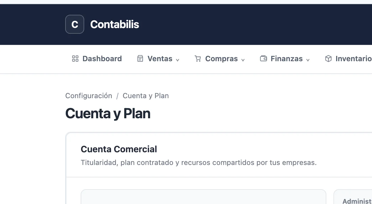 Cuenta comercial y alcance contratado en CONTABILIS
