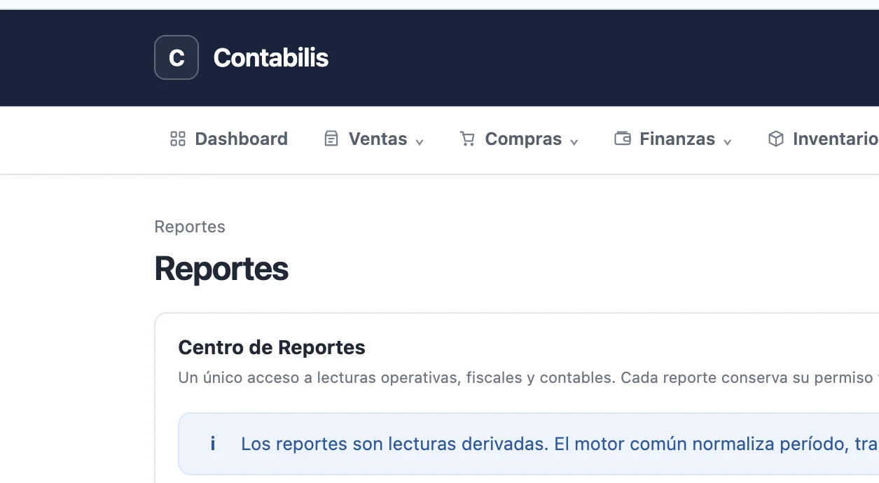 Centro de reportes de CONTABILIS