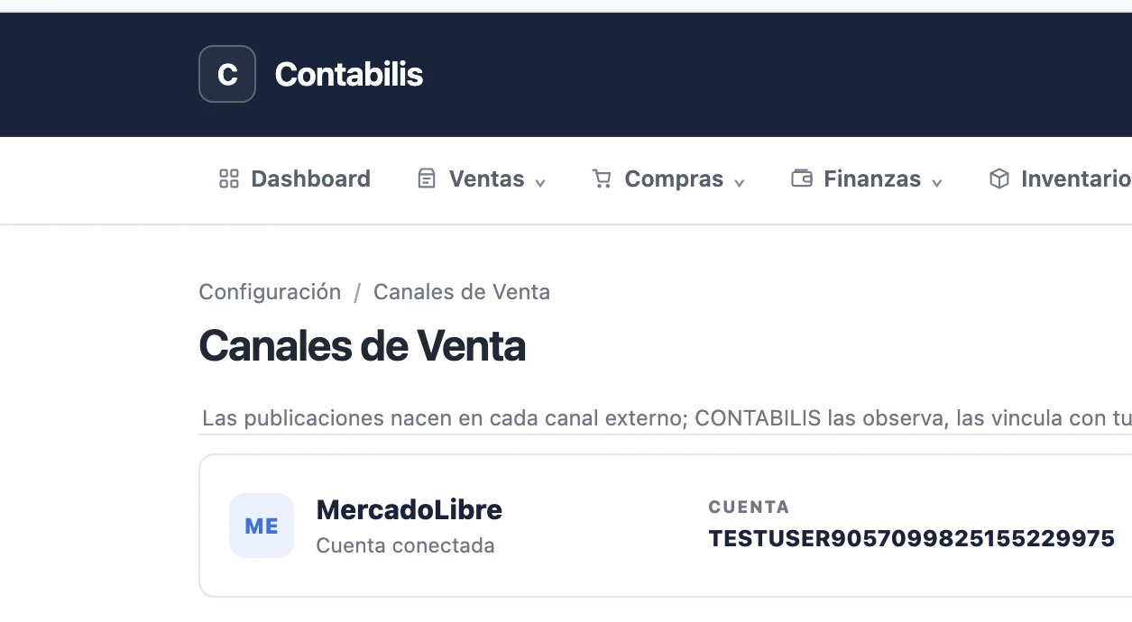 Integraciones de canales ecommerce en CONTABILIS