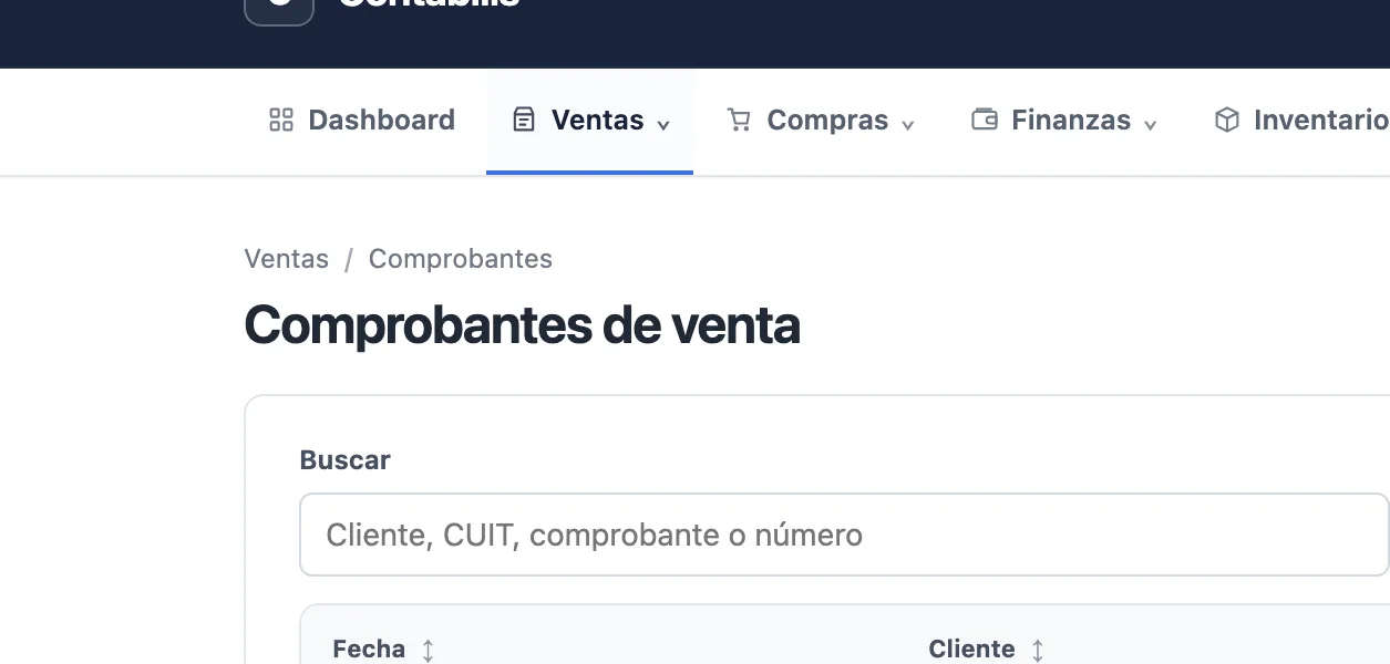 Comprobantes de venta en CONTABILIS